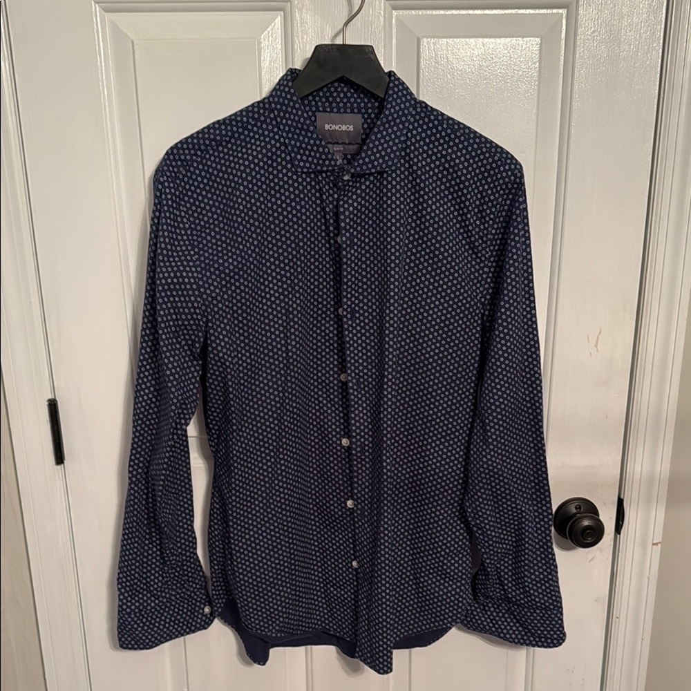 Bonobos Blue Casual Button Down Shirt with Pattern